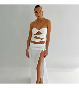 Mode Mila Remi Top and Maxi Skirt Set White Size S/AU 8 for rent on The Volte - image 3