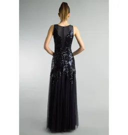 Bariano Mesh Sequin Gown Black Size 10 for rent on The Volte - image 2