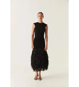Aje Raffia Rushes Knit Midi Dress in Black Size XS/AU 6 for rent on The Volte - image 1