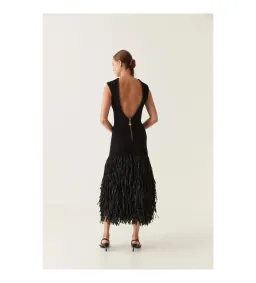 Aje Raffia Rushes Knit Midi Dress in Black Size XS/AU 6 for rent on The Volte - image 3