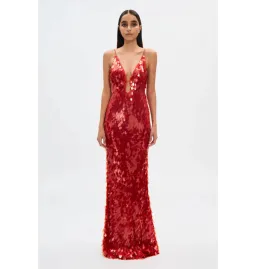 Misha Sapphire Sequin Maxi Dress Red Size 6/XS for rent on The Volte - image 1