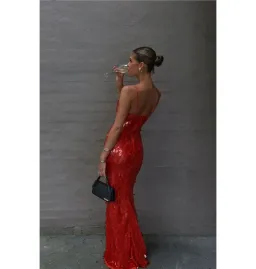 Misha Sapphire Sequin Maxi Dress Red Size 8/S for rent on The Volte - image 3