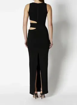 Scanlan Theodore Crepe Knit Gown Maxi Black Size AU 8 for rent on The Volte - image 3