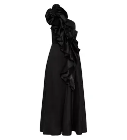 Aje Adelia Ruffle Midi Dress Black Size S/AU 8 for rent on The Volte - image 5