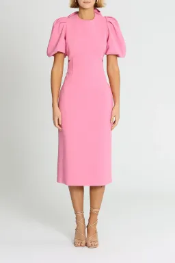 Rebecca Vallance Ally Bow Midi Dress Candy Pink Size 6 for rent on The Volte - image 1