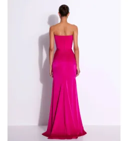 Alex Perry Strapless Gathered Drape Gown in Satin Crepe Raspberry Size AU 6 for rent on The Volte - image 3