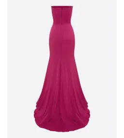 Alex Perry Strapless Gathered Drape Gown in Satin Crepe Raspberry Size AU 6 for rent on The Volte - image 5
