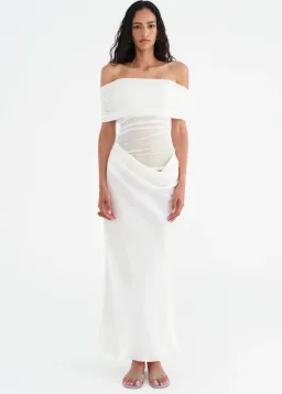 Benni Nico Dress White Off Shoulder Maxi Dress White Size 6 for rent on The Volte - image 1