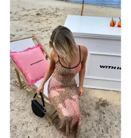 With Harper Lu Slip Dress in Mesh Leopard Size S / AU 8 for rent on The Volte - image 4