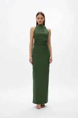 Rachel Gilbert Lottie Gown; Forest Green; size 12 for rent on The Volte - image 2
