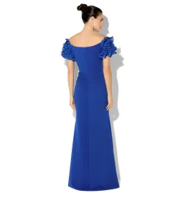 Montique Diana Sapphire Ruffle Sleeve Gown Blue Size AU 10 for rent on The Volte - image 3