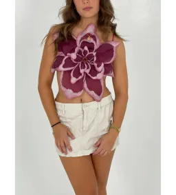 CH4RM Flower Petals Silk Top Pink Size M for rent on The Volte - image 1