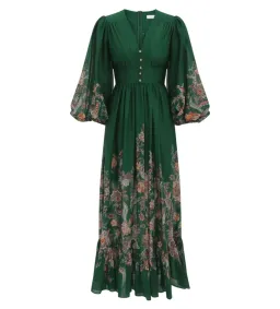 Zimmermann The Rhiannon Plunge Maxi Dress in Green Multi Paisley Size AU 12  for rent on The Volte - image 3