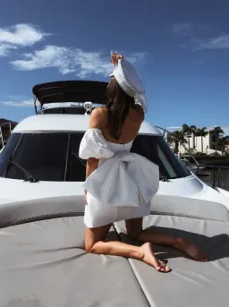 Marquise bridal - custom made 'Harmony' Mini dress for rent on The Volte - image 4