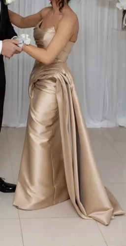 Janet Zeater Custom Gold Maxi Dress Size 8 for rent on The Volte - image 2