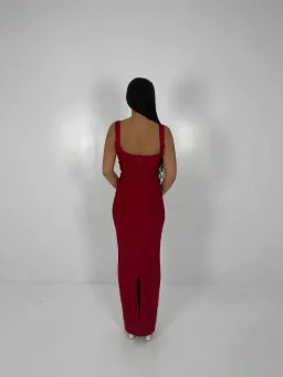 Hervé Léger Cranberry Round Neck Gown in Red Size L/AU12 for rent on The Volte - image 3