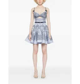 Zimmermann Crush Twist Front Dress in Blue Lace Print Size 0P / AU 6  for rent on The Volte - image 1