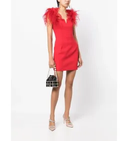 Rebecca Vallance Scarlett Feather Mini Dress Red Size 6 for rent on The Volte - image 1