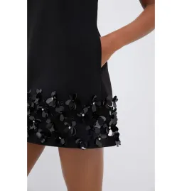 Self Potrait Black Crepe 3d Sequin Mini Dress Black Size AU 8 for rent on The Volte - image 3