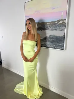 Alex Perry Cassidy Strapless Gown Lime Size 6 for rent on The Volte - image 3