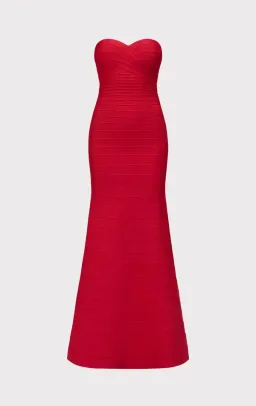 Herve Leger  The Sara Maxi Gown Lisptick Red Size S / Size AU 8 for rent on The Volte - image 6