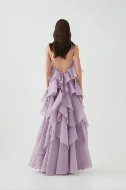Aje Pandorea Layered Maxi Dress Lilac Size 8 for rent on The Volte - image 3