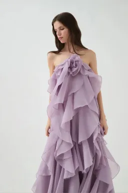 Aje Pandorea Layered Maxi Dress Lilac Size 8 for rent on The Volte - image 2