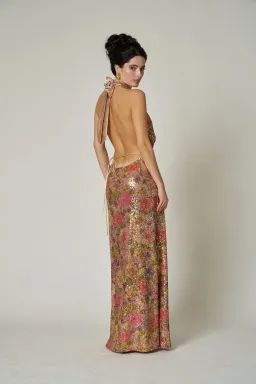 Fait Par Foutch Liana Maxi Dress Fleur Print Sequin Size XXS / AU 4 for rent on The Volte - image 3