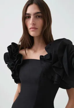 Aje Twyla Mini Dress in Black Size AU 8 for rent on The Volte - image 2