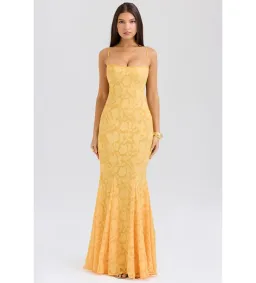 House of CB Joan Lace Up Back Maxi Dress Apricot Size XS/AU 6 for rent on The Volte - image 1