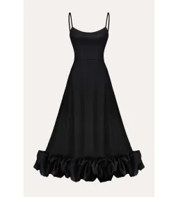 Post Meridiem Flounce Bustier Midi Dress in Deep Black Size XS / AU 6 for rent on The Volte - image 4