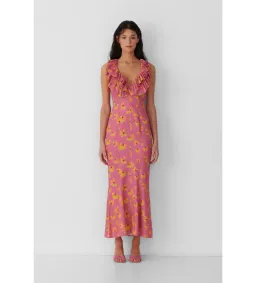 The Wolf Gang Circe Ruffle Maxi Dress Candy Floral Size AU 6 for rent on The Volte - image 1