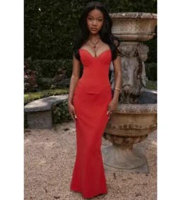 House of CB Tamara Strapless Maxi Dress Cherry Red Size XS / AU 6 for rent on The Volte - image 1