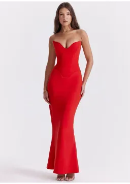House of CB Tamara Strapless Maxi Dress Cherry Red Size XS / AU 6 for rent on The Volte - image 2