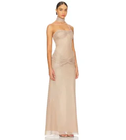 Mirror Palais The Starlite Glitter Mesh Maxi Dress Diamond Sand Size M/AU 10 for rent on The Volte - image 2