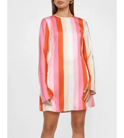 By Johnny Multi Stripe Shift Mini Dress in Multi Size 8 for rent on The Volte - image 1