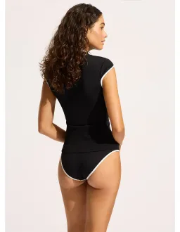 Seafolly Beach Bound Cap Sleeve Sunvest Black Size M/Au 12 for rent on The Volte - image 3