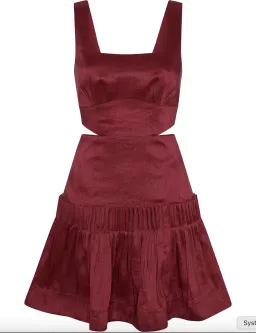 Aje Audette Pleated Mini Dress Burgundy Size 6 for rent on The Volte - image 2