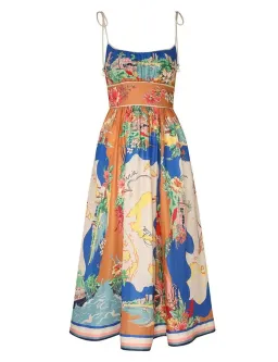 Zimmermann The Alight Picnic Midi Dress in Nautical Map Print Size 2 / AU 12 for rent on The Volte - image 4