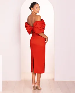 Pilgrim Safina Off Shoulder Midi Dress in Red size 12 for rent on The Volte - image 3