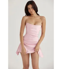 House of CB Jasmine Draped Strapless Corset Mini Dress Rose Pink Size XS/AU 6 for rent on The Volte - image 4