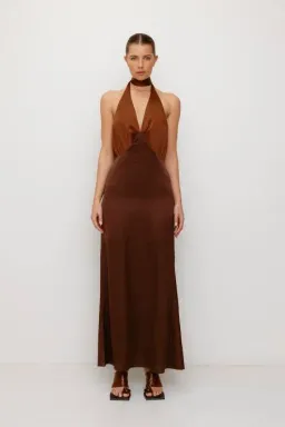 The Wolf Gang Oahu Slip Dress Chocolate Brown Size 8/S for rent on The Volte - image 1