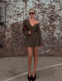 Sir the Label Sartoria Mini Dress in Chocolate Marle Size 0 AU 6 for rent on The Volte - image 1