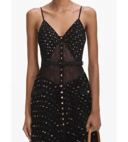 Self Portrait  Black and Gold Chiffon Maxi Dress Size AU 8 for rent on The Volte - image 5