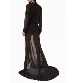 Monot Sheer Cami Shirt Maxi Dress in Black Size XS / AU 6 for rent on The Volte - image 3