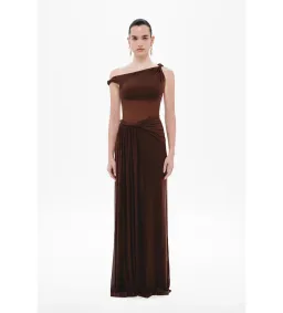 MISHA Sisal Mesh Maxi Dress Espresso Size 8/S for rent on The Volte - image 1