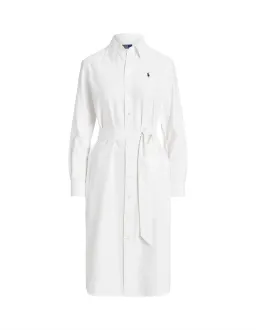 Ralph Lauren Belted Cotton Oxford Shirtdress Midi White Size AU 14 for rent on The Volte - image 4