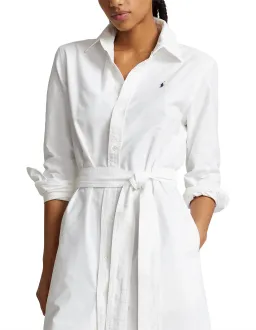 Ralph Lauren Belted Cotton Oxford Shirtdress Midi White Size AU 14 for rent on The Volte - image 2