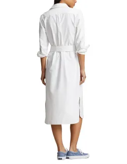 Ralph Lauren Belted Cotton Oxford Shirtdress Midi White Size AU 14 for rent on The Volte - image 3