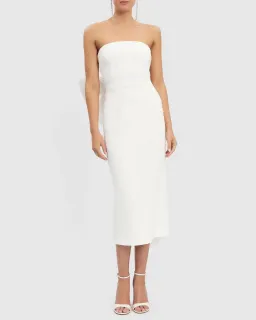 Rebecca Vallance Perle Bow Midi Dress White Size AU 10 for rent on The Volte - image 1